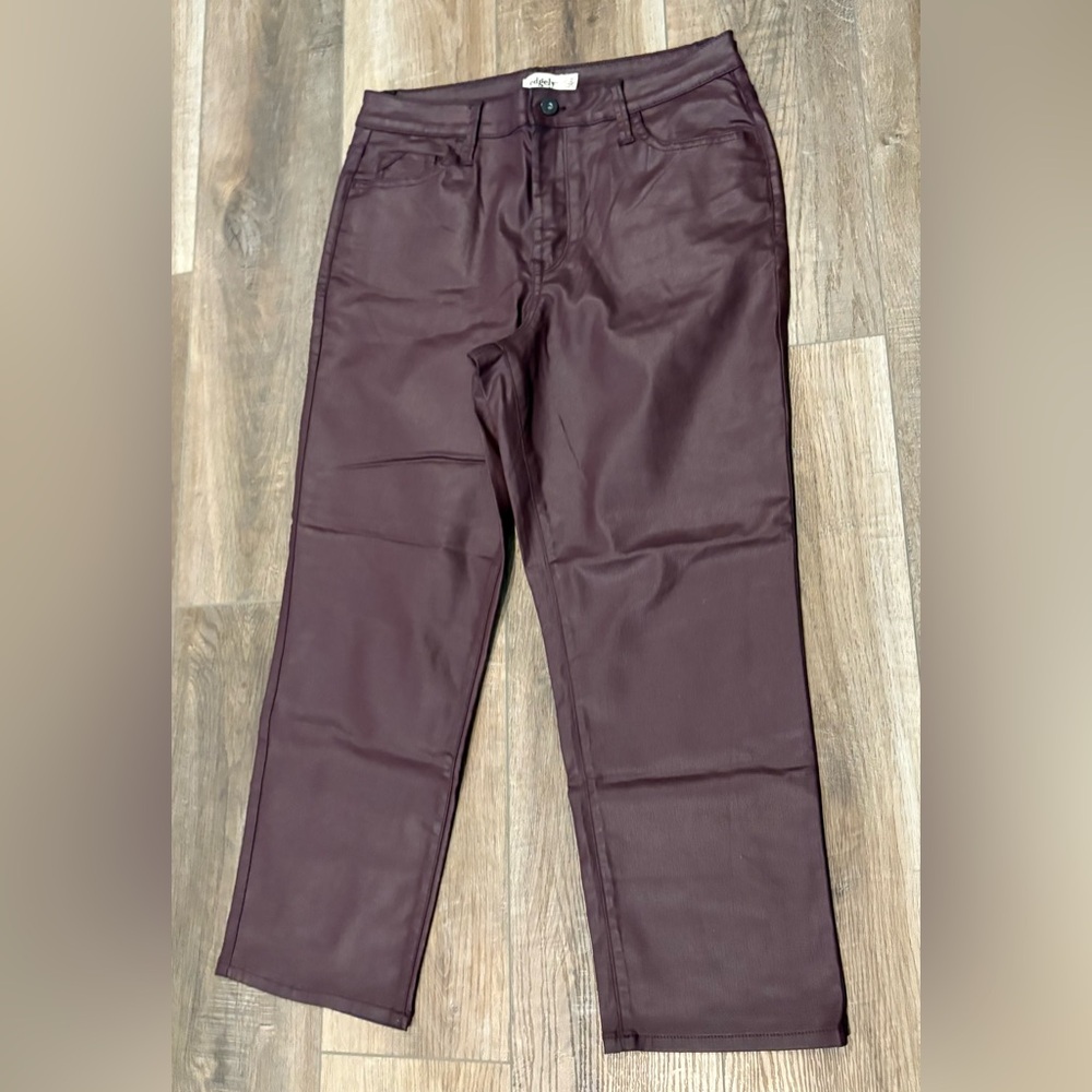 Elegant Maroon Straight Leg Women's Pants 14S